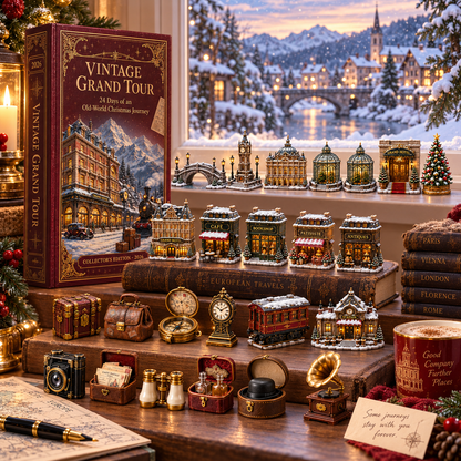 2026 Vintage Grand Tour 24-Day Countdown Calendar – 24 Unique Old-World Travel Miniatures, European Christmas Journey Collector’s Gift
