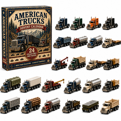 American Trucks Advent Calendar 2026 – 24 Days of Collectible Mini Truck Surprises, Acrylic Charms Blind Box