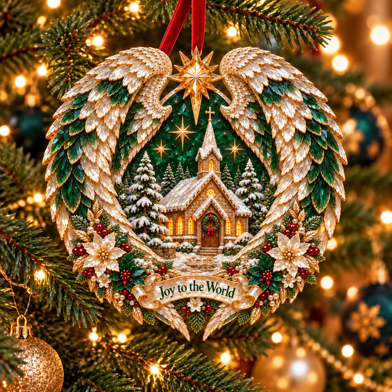 Joy to the World Christian church Christmas ornament
