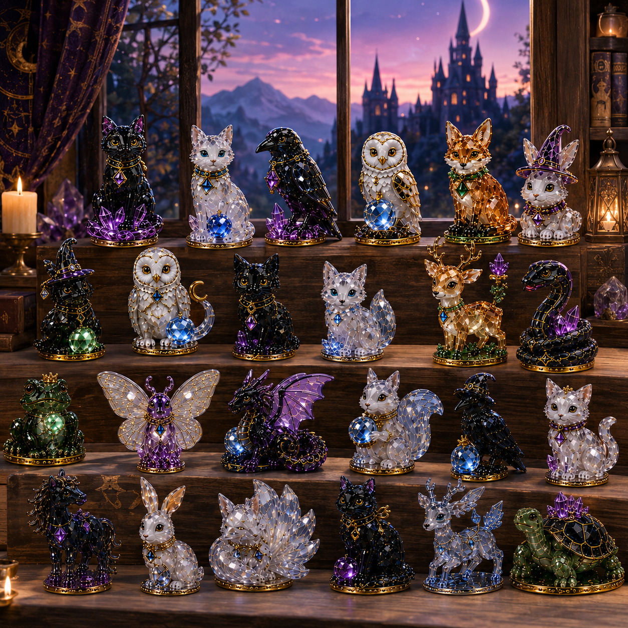 Mystic Familiar 24-Day Countdown Calendar 2026 – 24 Collectible Crystal Animal & Magical Creature Miniatures