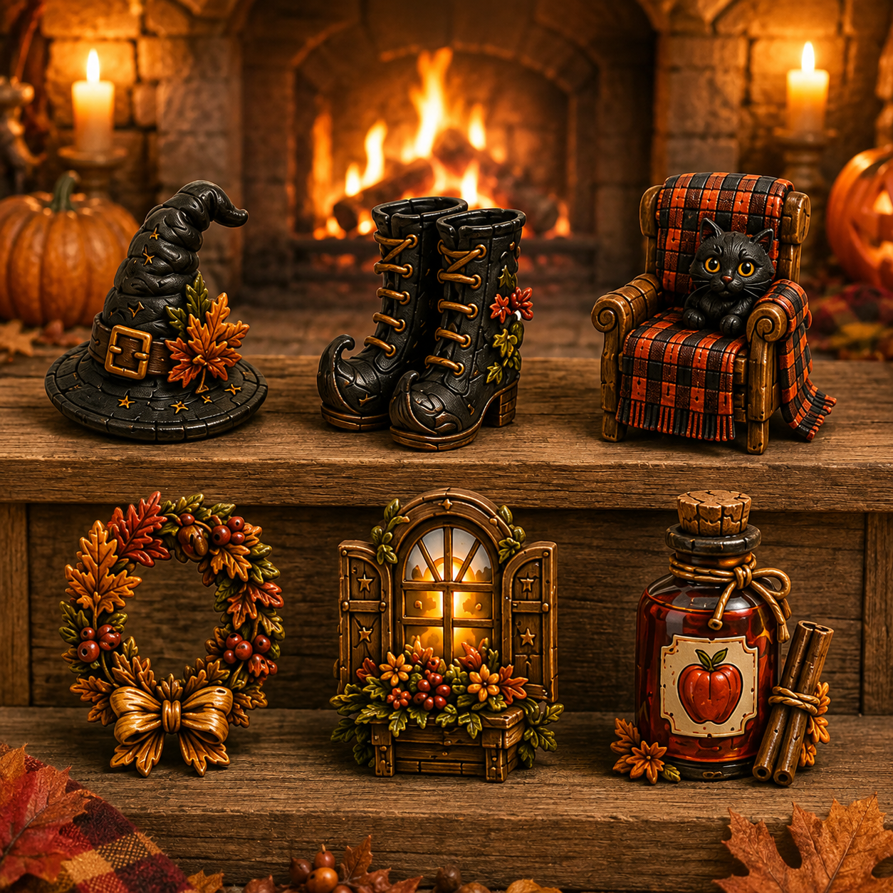 Autumn Witch Cottage Advent Calendar 2026 – 24 Cozy Witchy Miniatures, Black Cat Collectibles & Magical Fall Cottage Surprises, Acrylic Charms Blind Box