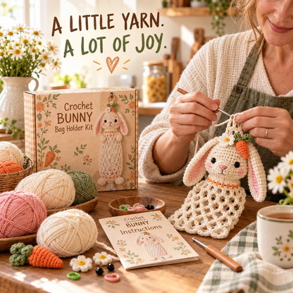🔥LAST DAY 49% OFF – 🌼 Cottage Harvest KeepersTM — Crochet Animal Bag Holder DIY Kit | 11 Adorable Designs