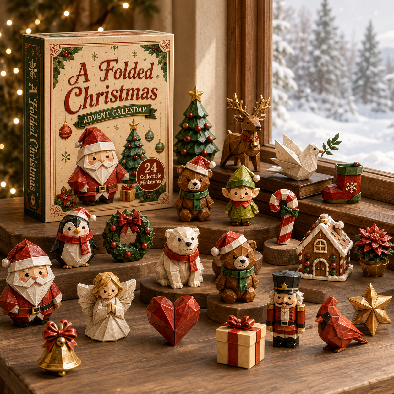 A Folded Christmas 24-Day Advent Calendar – 24 Collectible  Christmas Miniatures, Premium Holiday Countdown Gift Set for Families & Collectors