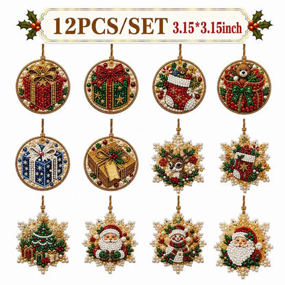 6Pcs/12Pcs Christmas DIY Diamond Painting Ornaments Kit, Xmas Tree Hanging Pendant🎄 - image 18