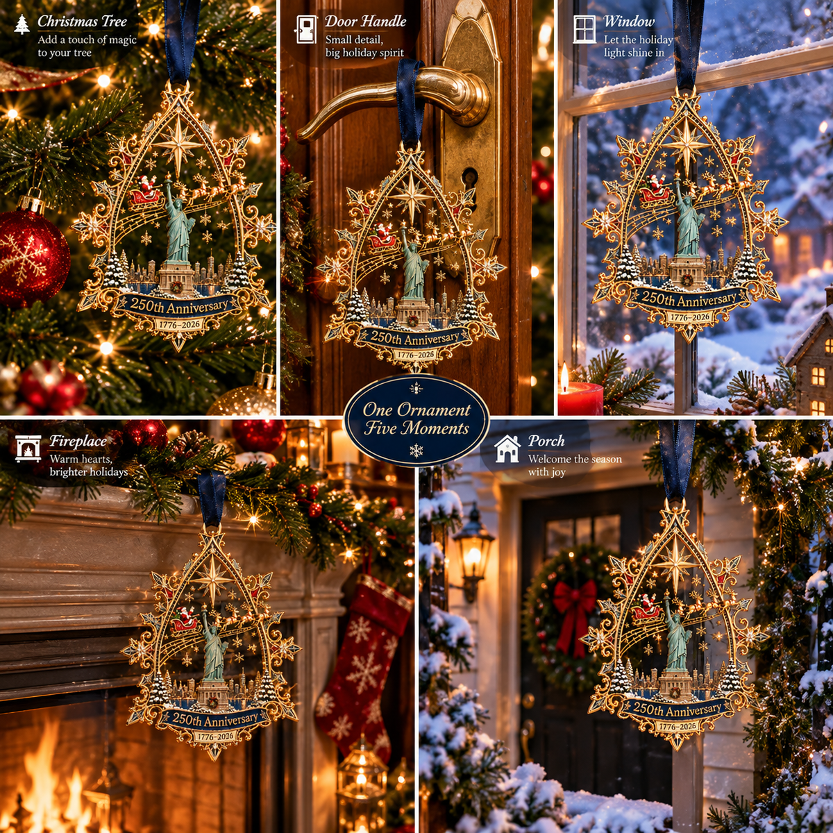 🎄250th Anniversary Christmas Ornament 2026,Statue of Liberty & New York City Commemorative Ornament,