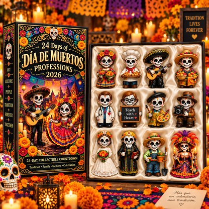 24 Days of Día de Muertos Professions 2026 – 24-Day Collectible Countdown Calendar with 24 Unique Profession Miniatures, Colorful Day of the Dead Gift Collection