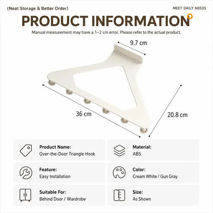 2 Pcs Over-the-Door Triangle Hanging Organizer - No-Drill Slide Installation🚪