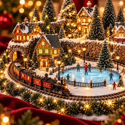 🔥 LAST DAY 49% OFF 🔥 Animated Holiday Train & Ice Rink Scene ✨