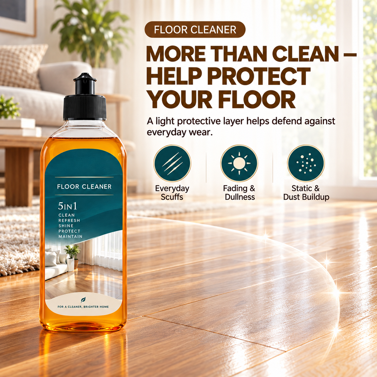 5-in-1 Floor Cleaner – Deep Clean, Odor Care, Shine & Surface Protection - image 3