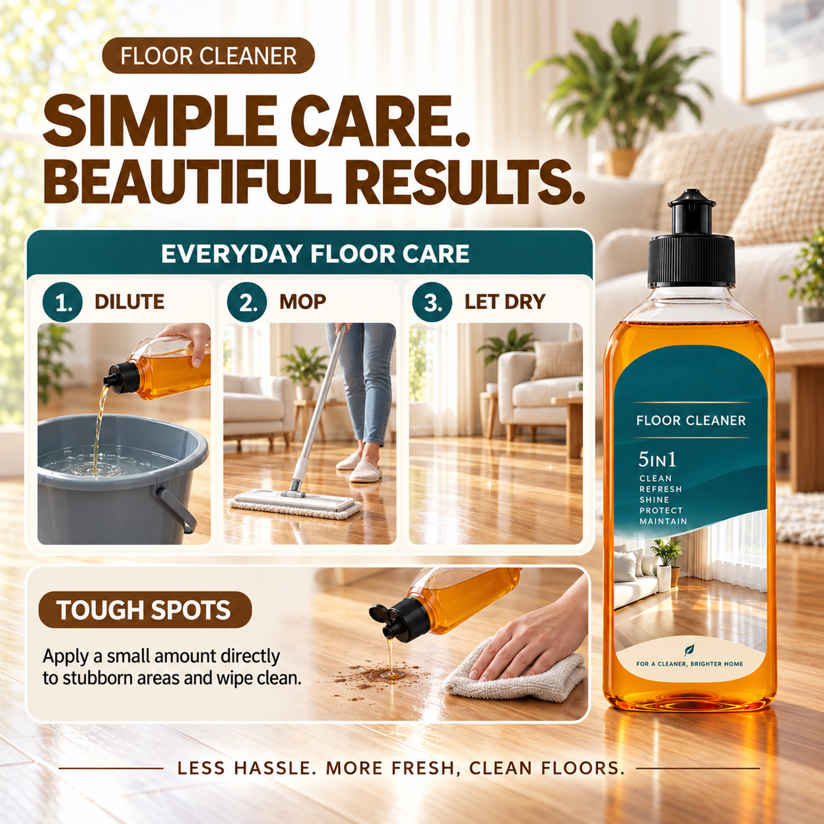 5-in-1 Floor Cleaner – Deep Clean, Odor Care, Shine & Surface Protection - image 5