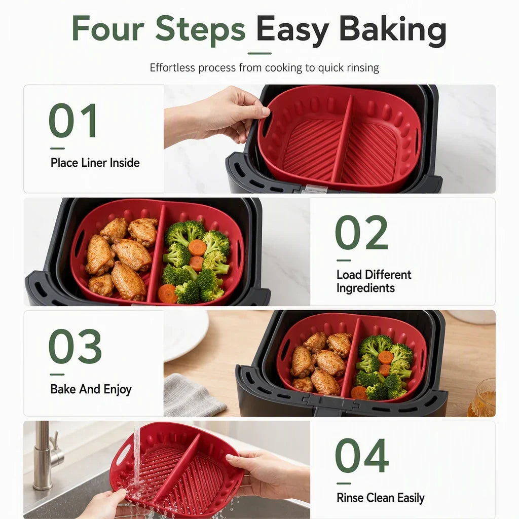🔥 2026 Hot Sale 30% OFF ✨Reusable Divided Air Fryer Silicone Liner