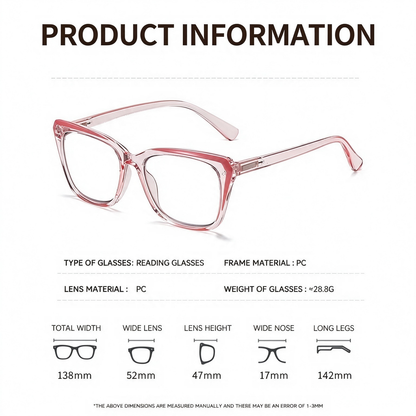 Progressive Photochromic Readers for Women, Pink Square Multifocal Reading Glasses 🕶️