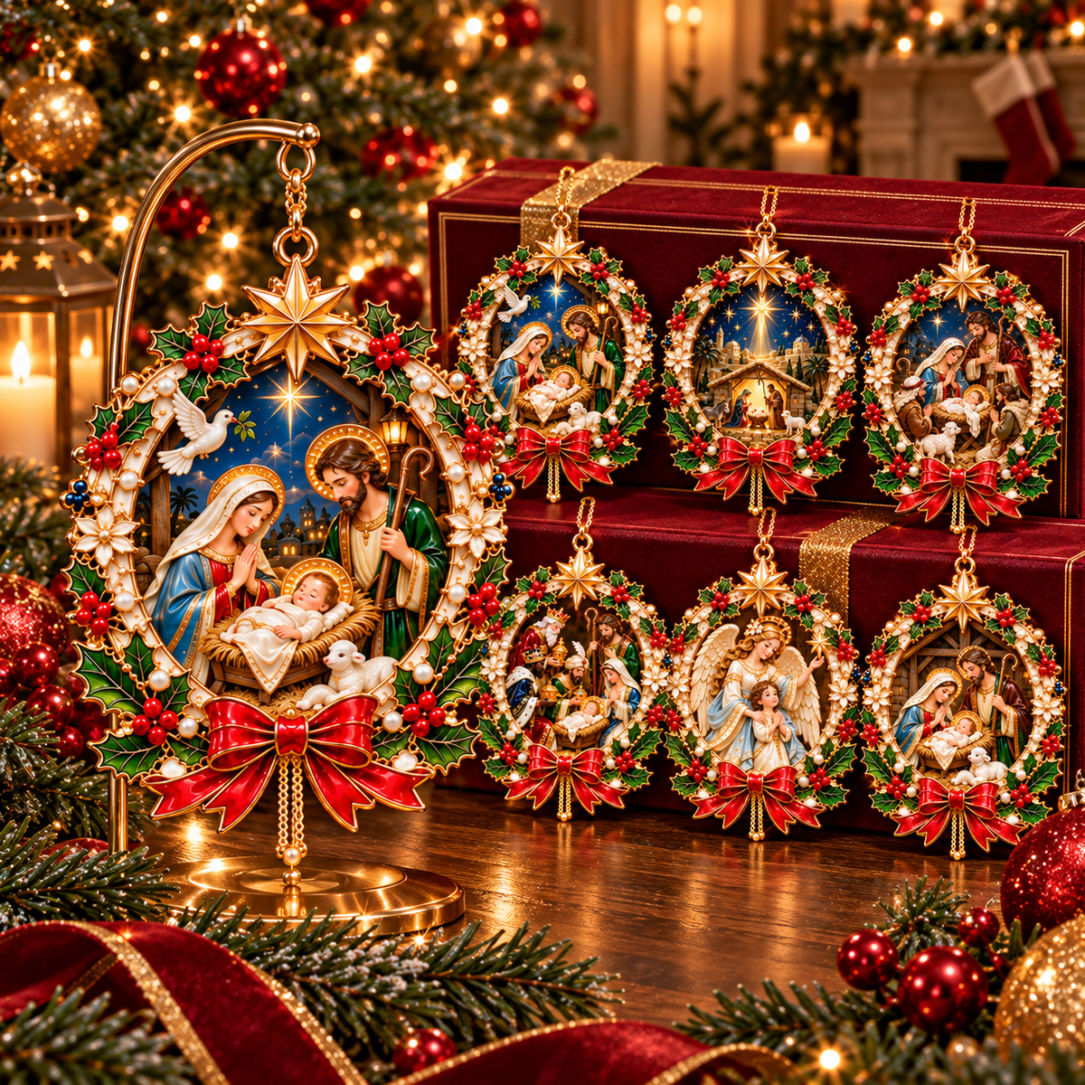 2026 Nativity Christmas Ornaments – 6-Piece Holy Family & Bethlehem Keepsake Collection | Faith-Inspired Christmas Tree Decorations & Meaningful Religious Gifts