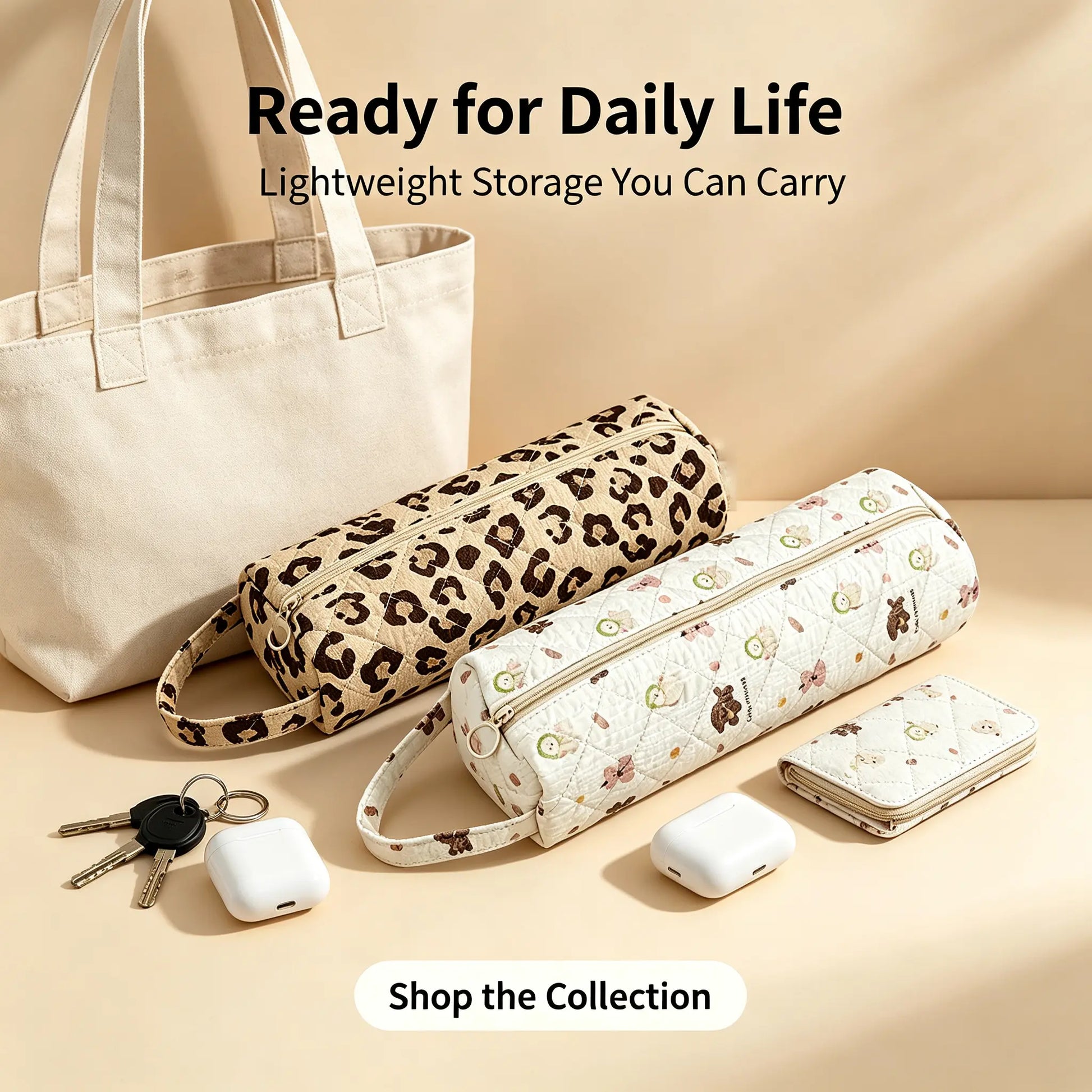 Quilted Multi‑Purpose Storage Bag, Portable Zipper Cosmetic Makeup Pouch with Handle 🧳 - image 2