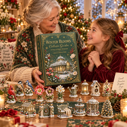2026 Winter Blooms Collector Garden 24-Day Countdown Calendar – 24 Unique Winter Birds, Flowers & Garden Miniatures, Elegant Botanical Christmas Gift