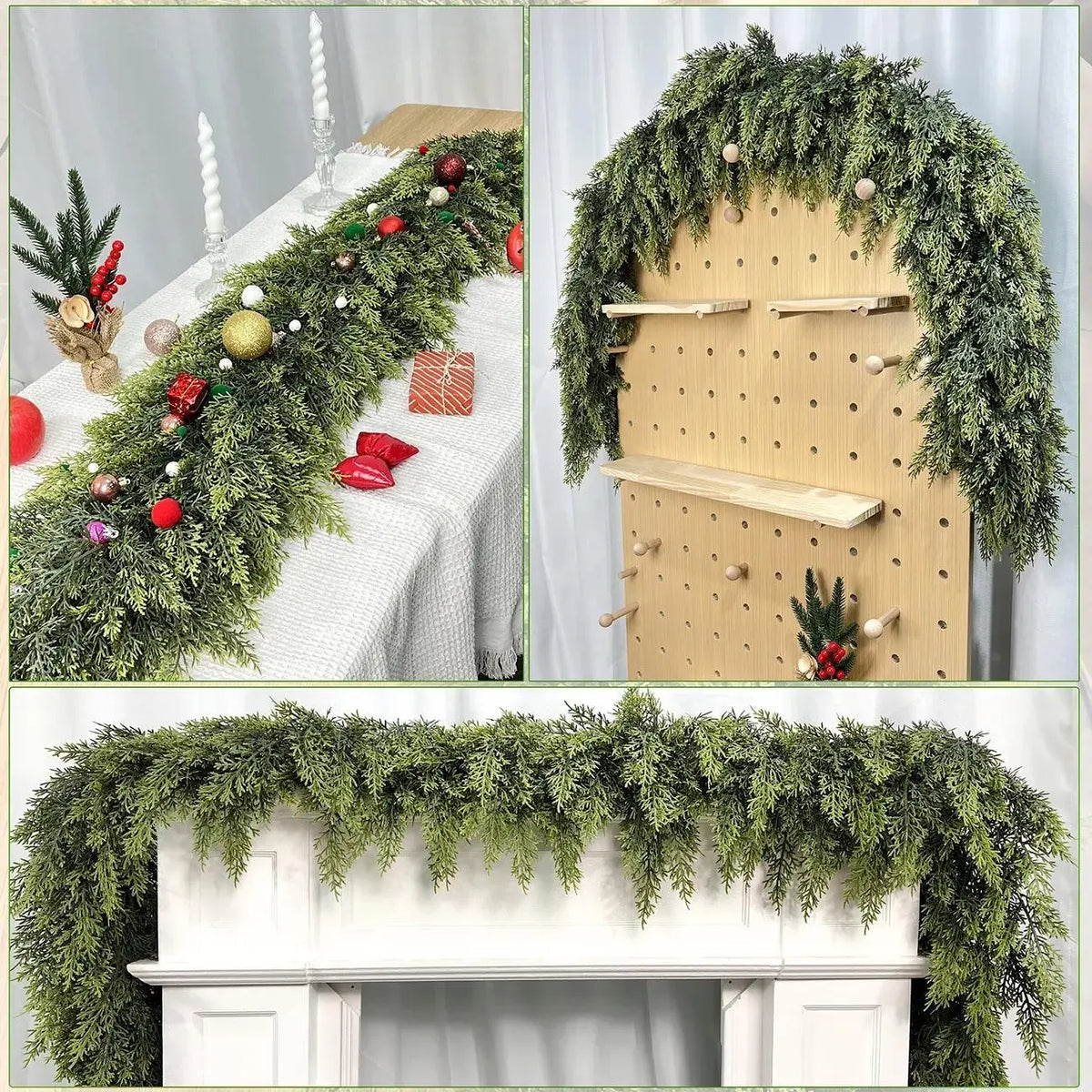 6 FT 2 Pcs Artificial Cedar Garlands, Real Touch Winter Cedar Garland🌲 - image 12