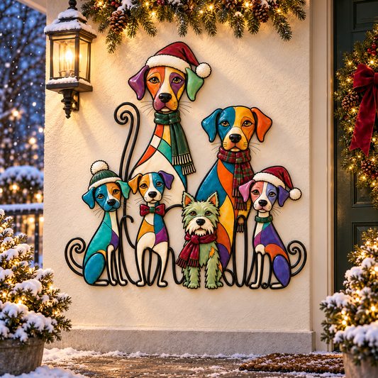 2026 Christmas Dog/Cat Family  (70 × 60 cm) – A Colorful Holiday Welcome for Dog Lovers
