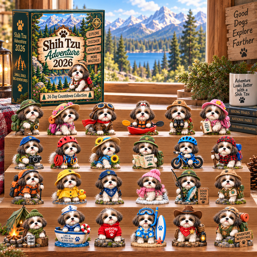 Shih Tzu Adventure 2026 – 24-Day Adventure Countdown Calendar with 24 Unique Collectible Miniatures, Fun Gift for Shih Tzu & Dog Lovers