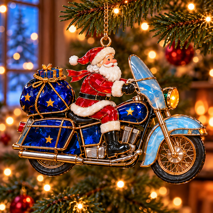 🏍️ 2026 Santa Claus Motorcycle Christmas Ornaments – Set of 6 Vintage Holiday Biker Keepsakes