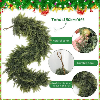 6 FT 2 Pcs Artificial Cedar Garlands, Real Touch Winter Cedar Garland🌲 - image 6