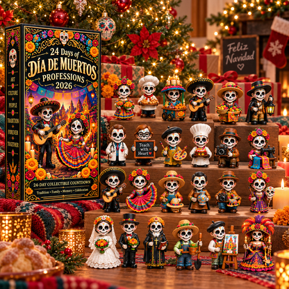 24 Days of Día de Muertos Professions 2026 – 24-Day Collectible Countdown Calendar with 24 Unique Profession Miniatures, Colorful Day of the Dead Gift Collection