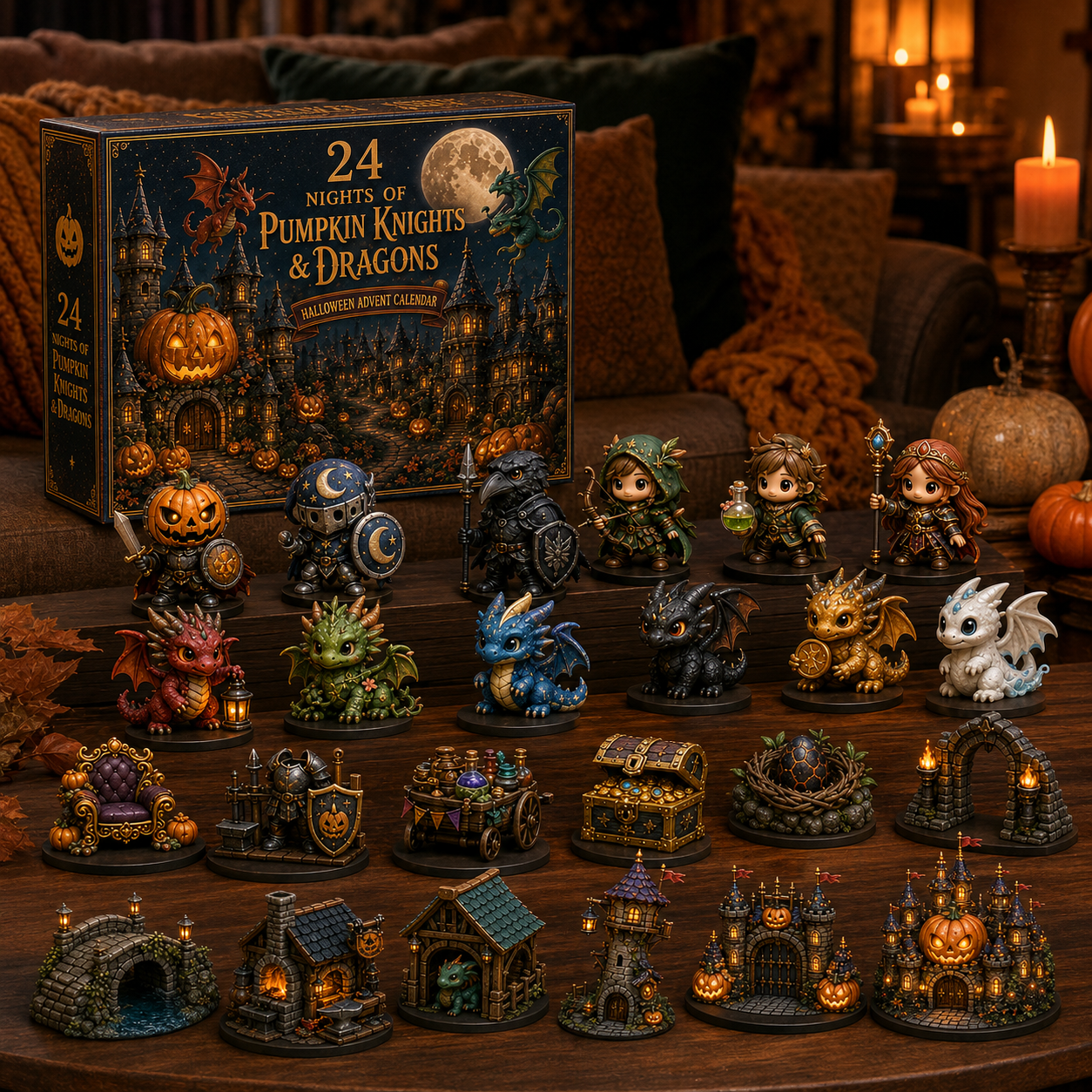 🎃 24-Day Halloween Advent Calendar – 24 Nights of Pumpkin Knights, Cute Dragons & Magical Kingdom Surprises
