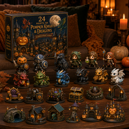 🎃 24-Day Halloween Advent Calendar – 24 Nights of Pumpkin Knights, Cute Dragons & Magical Kingdom Surprises