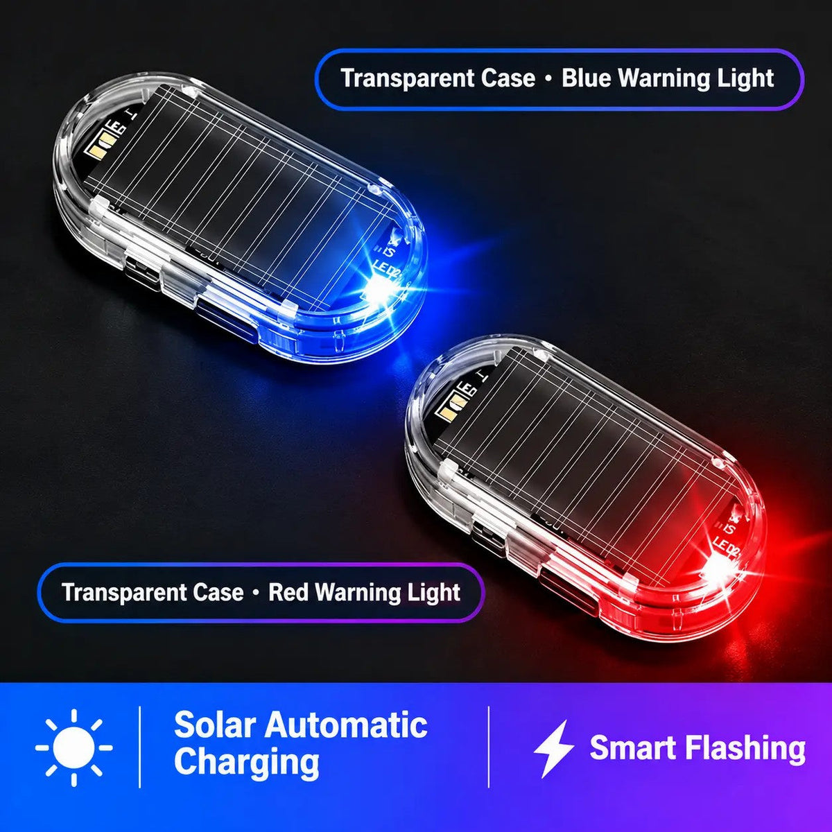 2PCS Solar Powered Fake Car Alarm Light, Auto Light Sensor LED Simulated Security Warning Light🚨 - image 14