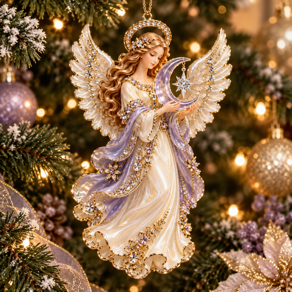 2026 Heavenly Angels Christmas Ornaments – 8 Elegant Designs with Golden Wings & Flowing Pastel Gowns