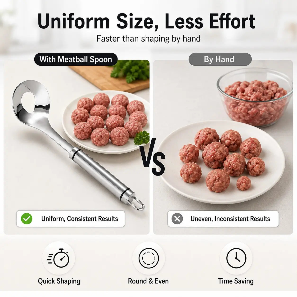 Stainless Steel Meatball Maker Spoon, Non‑Stick Meat Ball Extrusion Scoop 🍲 - image 9