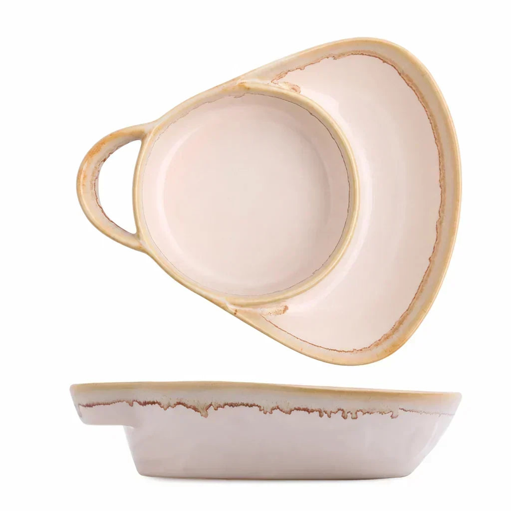 🍲Retro Ceramic Divided Baking Dish, Dual Compartment Vintage Serving Dish