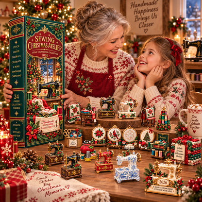 Sewing Christmas Atelier 2026 – 24-Day Countdown Collection with 24 Unique Sewing & Quilting Miniatures, Handmade Holiday Collectible Gift for Sewing Lovers