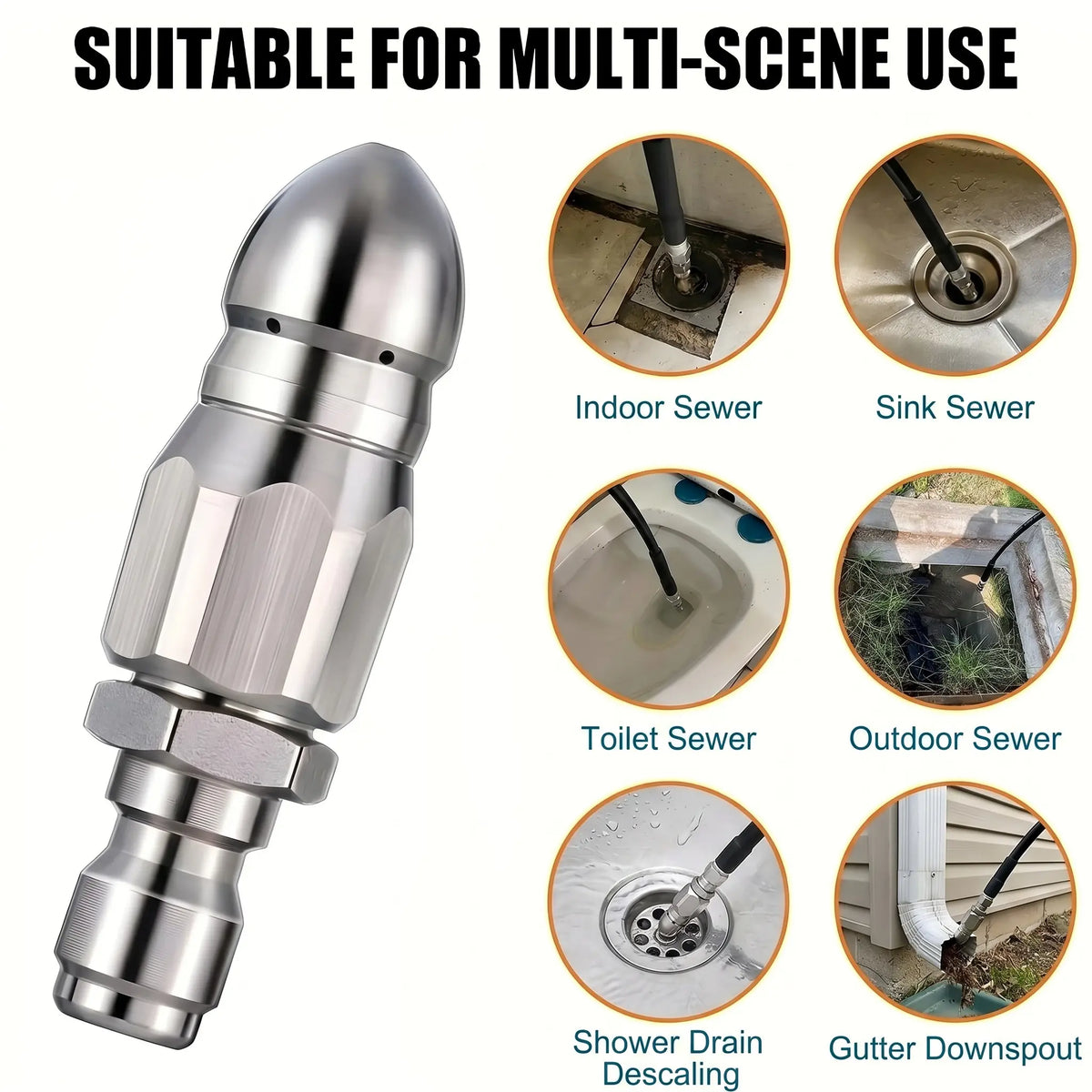 Washer Sewer Jetter Nozzle with Stainless Steel, Mini Compact Durable Sewer Jet Nozzle🚰 - image 8