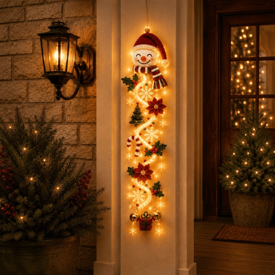 🎄MerryCascade Glowing Christmas Door Hanger | 6 Festive Lighted Designs with Warm Glow, Dimensional Details & Space-Saving Vertical Décor ✨ - image 5