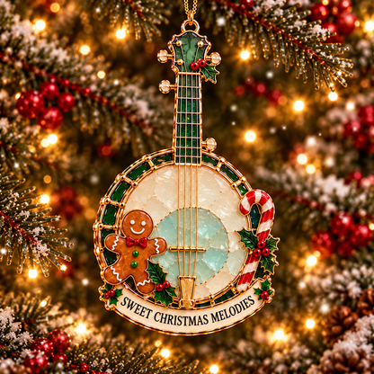 Christmas Melodies – 6-Piece Stained-Glass-Style Musical Instrument Ornament Set | A Christmas Gift for Music Lovers