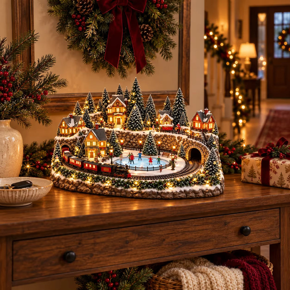 🔥 LAST DAY 49% OFF 🔥 Animated Holiday Train & Ice Rink Scene ✨