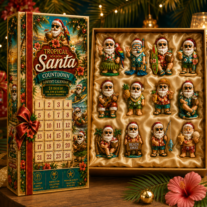✨24-Day Christmas Countdown Advent Calendar –Beach-vacation Santa Claus