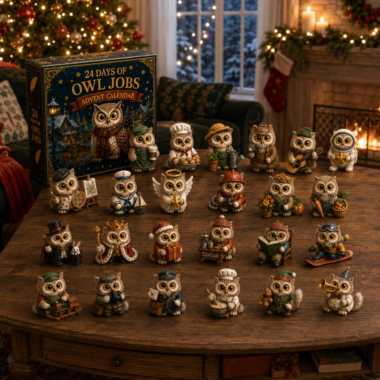 Owl Jobs Advent Calendar 2026 – 24 Days of Unique  Collectible Owl Miniatures, Christmas Countdown Gift for Owl Lovers & Bird Lovers