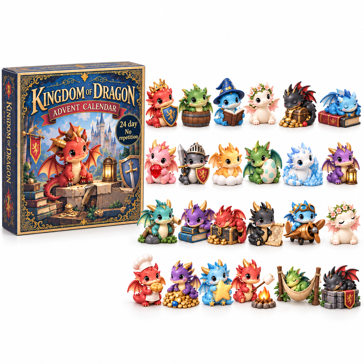 2026 Kingdom of Dragons Advent Calendar – 24 Unique Collectible Dragon Figurines for a Magical Christmas Countdown