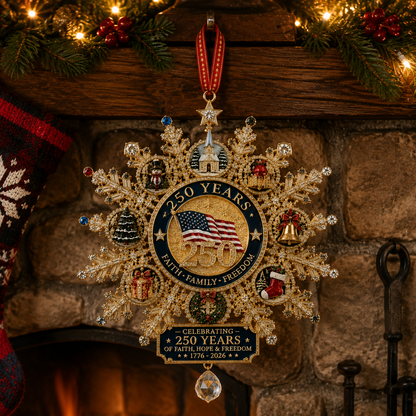 ✨Patriotic-Themed Limited Edition — Glistening Gold Christmas Commemorative Snowflake Ornament