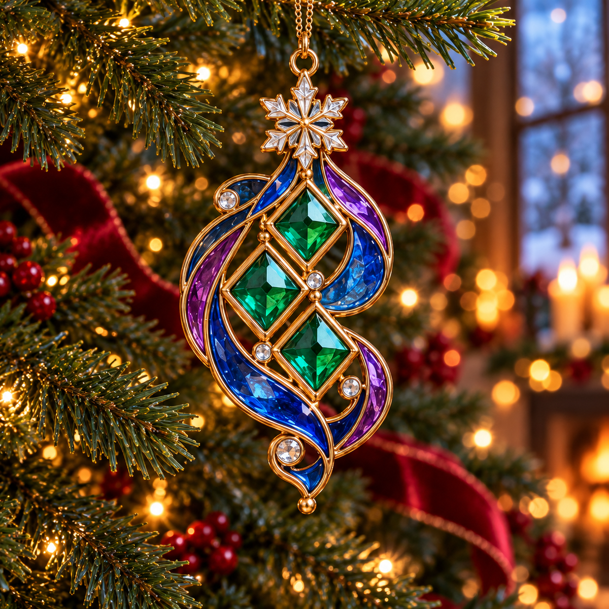 ✨ 2026 Magical Stained Glass Christmas Ornaments – Set of 6 |  Crystal Castle, Candy, Rocket, Rainbow Star & Heart Hanging Decorations | Colorful Christmas Tree Ornaments & Holiday Gifts