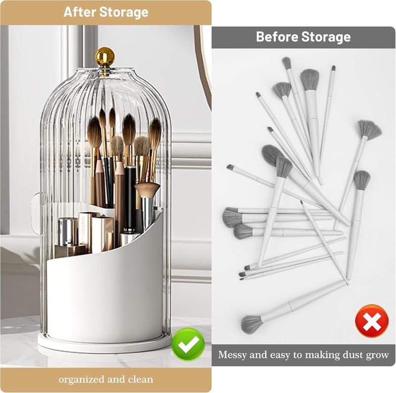 360° Rotating Toothbrush Holder with Cover - Clear Compact Vanity Organizer - image 2