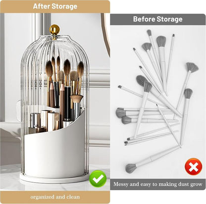360° Rotating Toothbrush Holder with Cover - Clear Compact Vanity Organizer - image 2