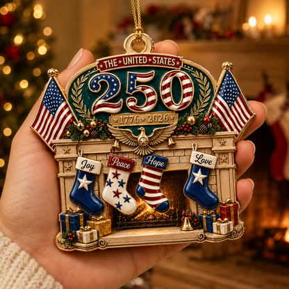 2026 USA 250th Anniversary Christmas Ornament – Patriotic Fireplace Stocking Decoration, Collectible Holiday Keepsake & Gift