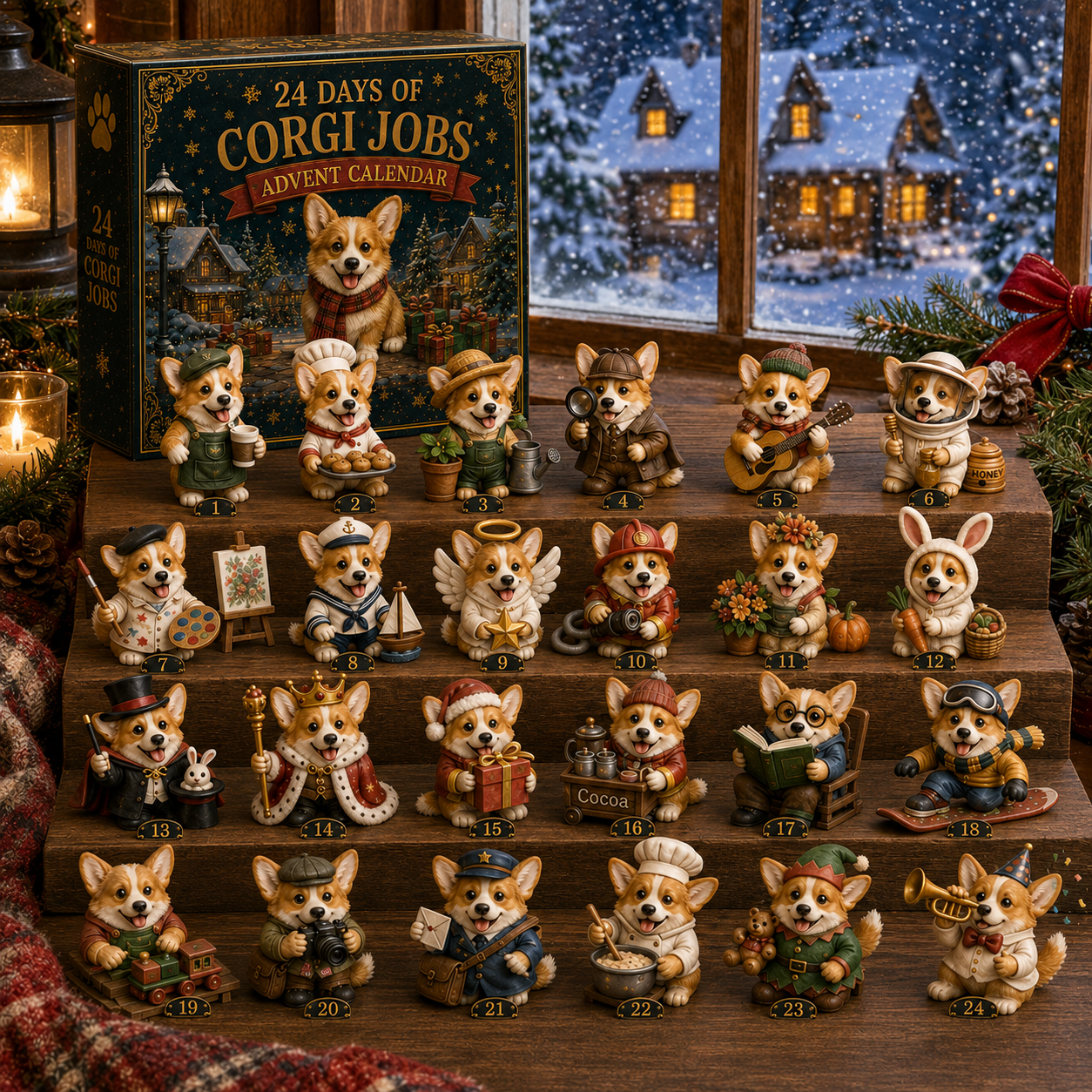 24 Days of Corgi Jobs Advent Calendar 2026 – 24 Unique Collectible Corgi Miniatures, Christmas Countdown Calendar for Dog Lovers