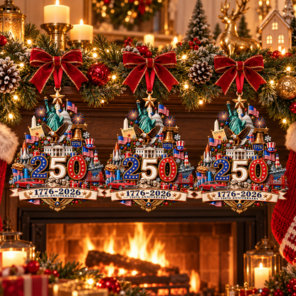 2026 250th Anniversary Christmas Ornament – 1776–2026 Patriotic Commemorative Keepsake, Meaningful Holiday Gift for Family & Friends