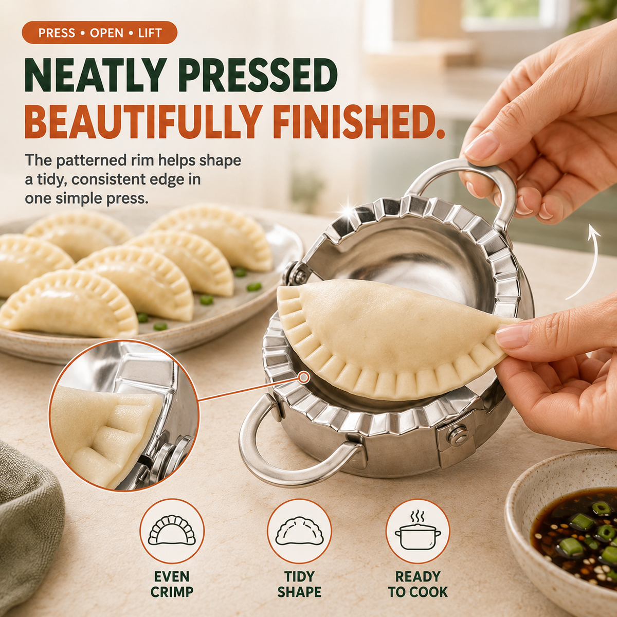 🥟 Stainless Steel Dumpling Maker & Dough Cutter Set – Roll, Fill, Press & Seal with Ease - image 5