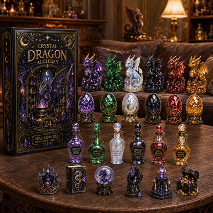 Crystal Dragon Alchemy Halloween Countdown Collection – 24 Nights of Dragons, Crystal Eggs & Magical Potion Miniatures for Fantasy Collectors