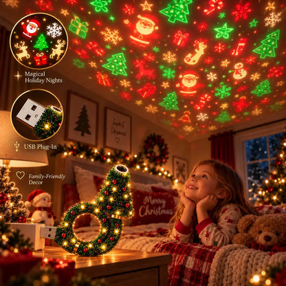 2026 New USB Plug-In Christmas Projector Night Light, 6+ Holiday Pattern Ceiling Lamp🎄 - image 6
