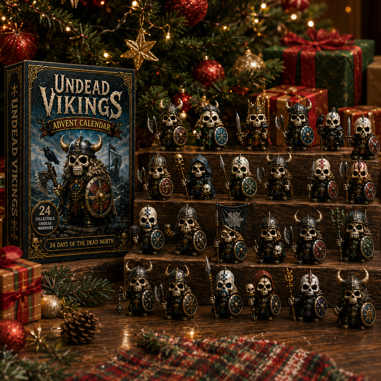 ⚔️Undead Vikings Advent Calendar 2026 – 24-Day Countdown with Collectible 3D Undead Warrior Miniatures, Acrylic Charms Blind Box